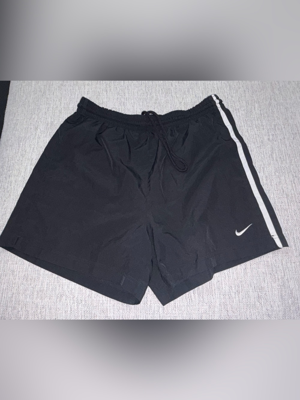 Nike Black Athletic Shorts with White Side Stripe
